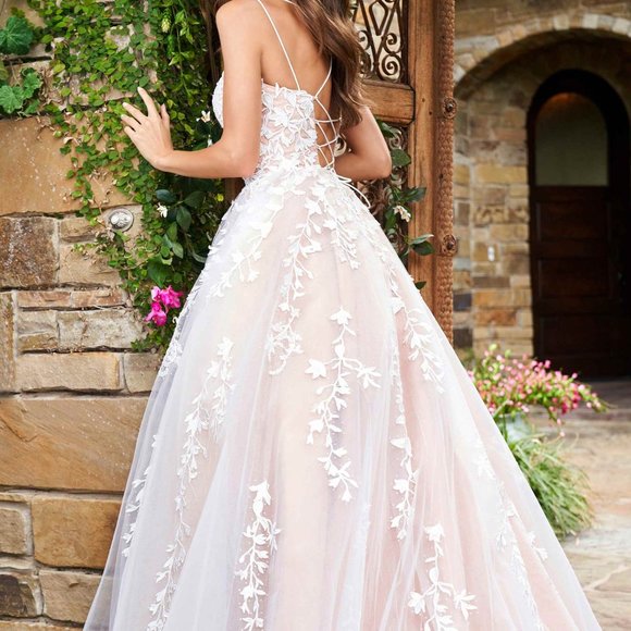 Sherri Hill, Ivory Ball Gown, Lace & Rhinestones - Picture 2 of 16